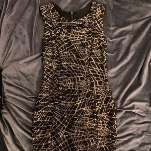 Cameo Black and Gold Cut Out Mini Dress